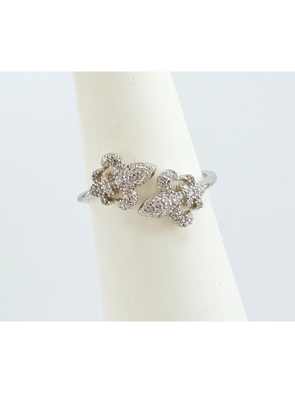 Bomb Party Sterling Club Sz 7 “The Gilded Fleur Ring” Clear Cz on .925 Silver